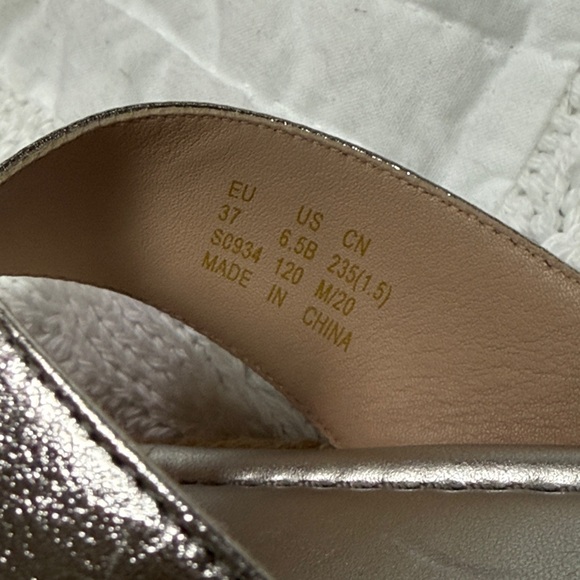 Stuart Weitzman Silver Roza Lift Leather Slide Sandals 6.5B - Picture 8 of 14